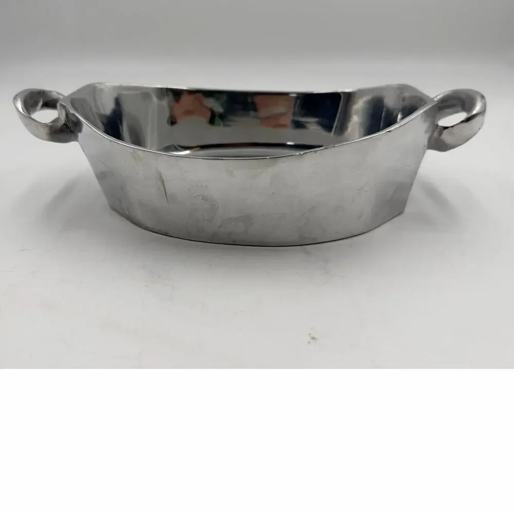 Vintage Hand Made Mexico Aluminum Metal Serving Bowl 7.5”x 5.5”
